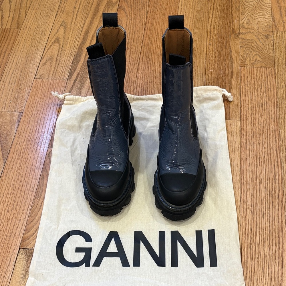 Ganni Blue Chelsea Boots